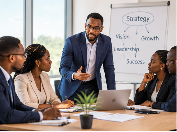 Experienced professionals in a business discussion